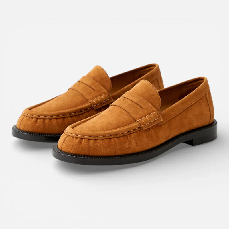 Mocassin Premium En Daim Camel Femme