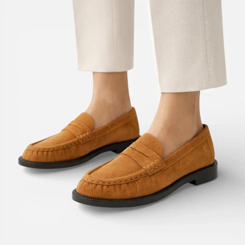 Mocassin Premium En Daim Camel Femme