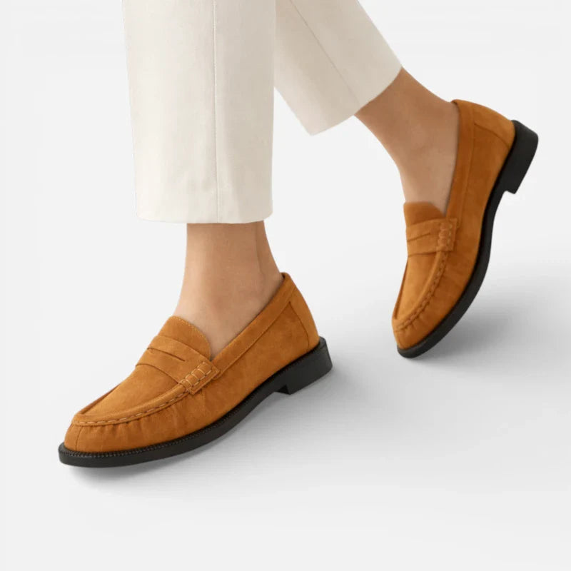 Mocassin Premium En Daim Camel Femme