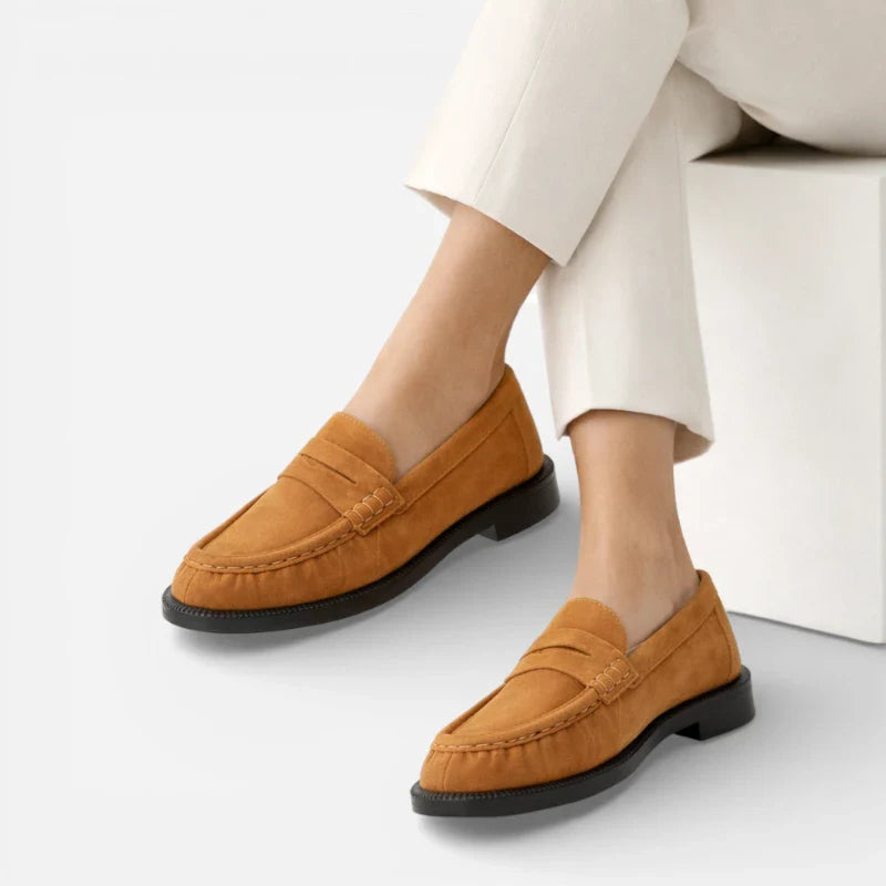 Mocassin Premium En Daim Camel Femme