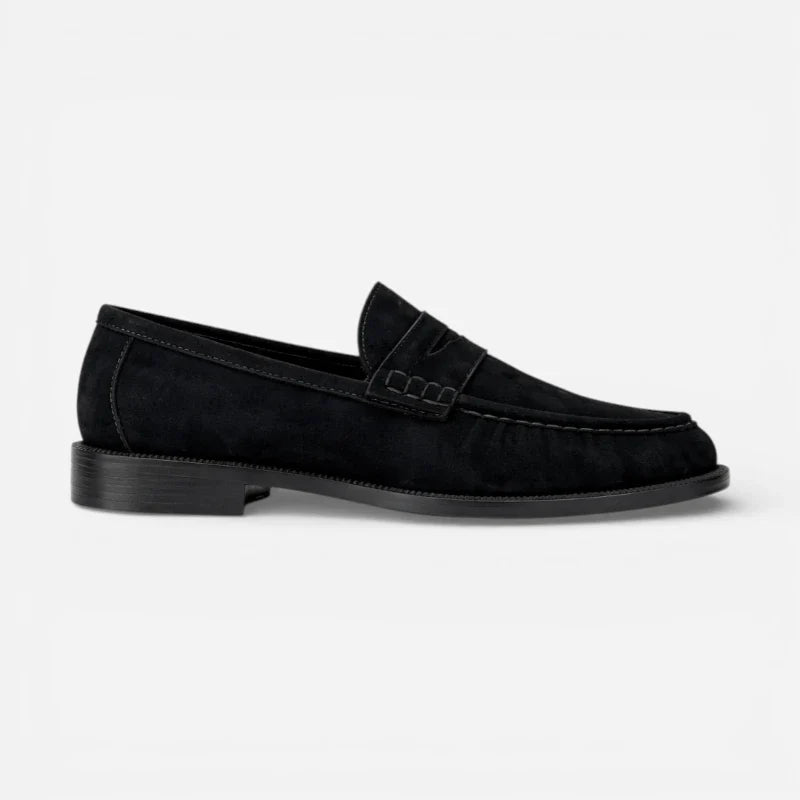 Mocassin Daim Premium Noir Femme