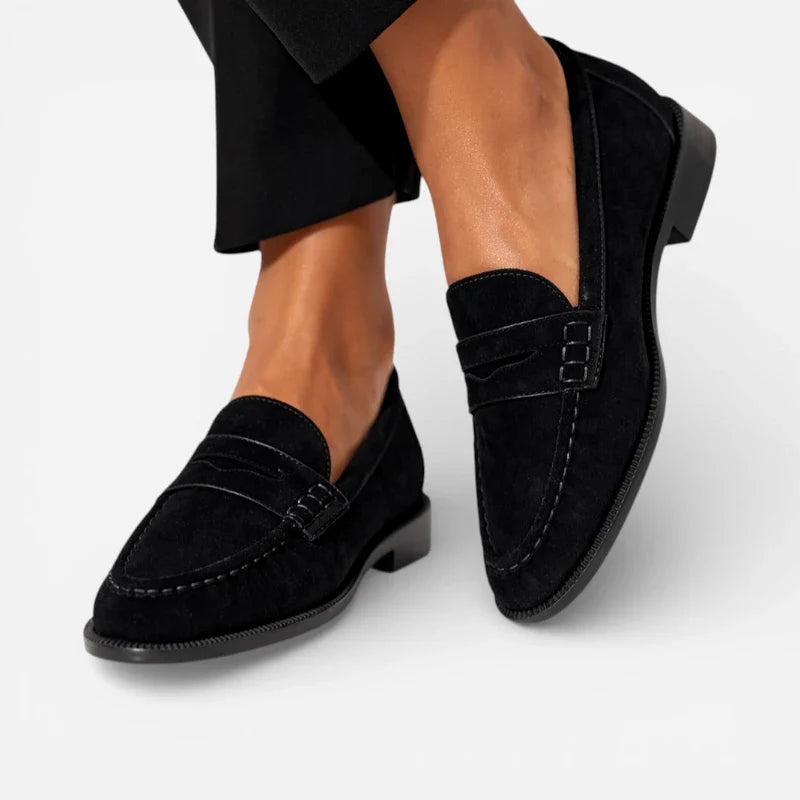 Mocassin Daim Premium Noir Femme