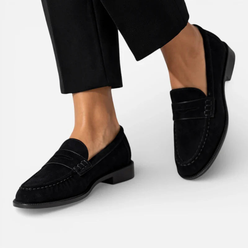 Mocassin Daim Premium Noir Femme