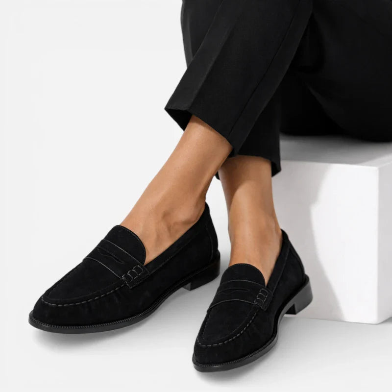 Mocassin Daim Premium Noir Femme