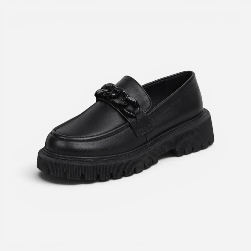 Mocassin Plateforme Noir Femme Avec Chainette