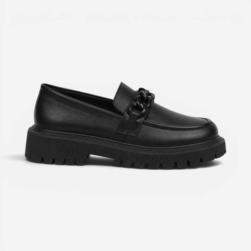 Mocassin Plateforme Noir Femme Avec Chainette