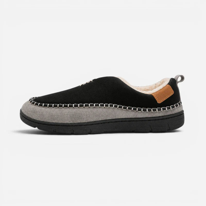 Chaussons Mocassins Orthopédique Fourrés Laine Noir
