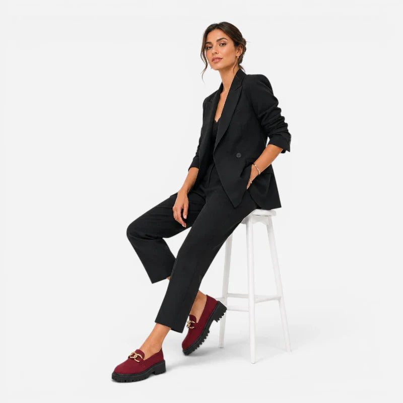 Mocassin Rouge Bordeaux Femme