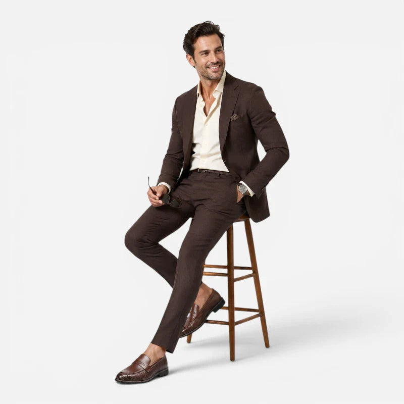 Mocassin Cuir Tressé Marron Foncé Homme