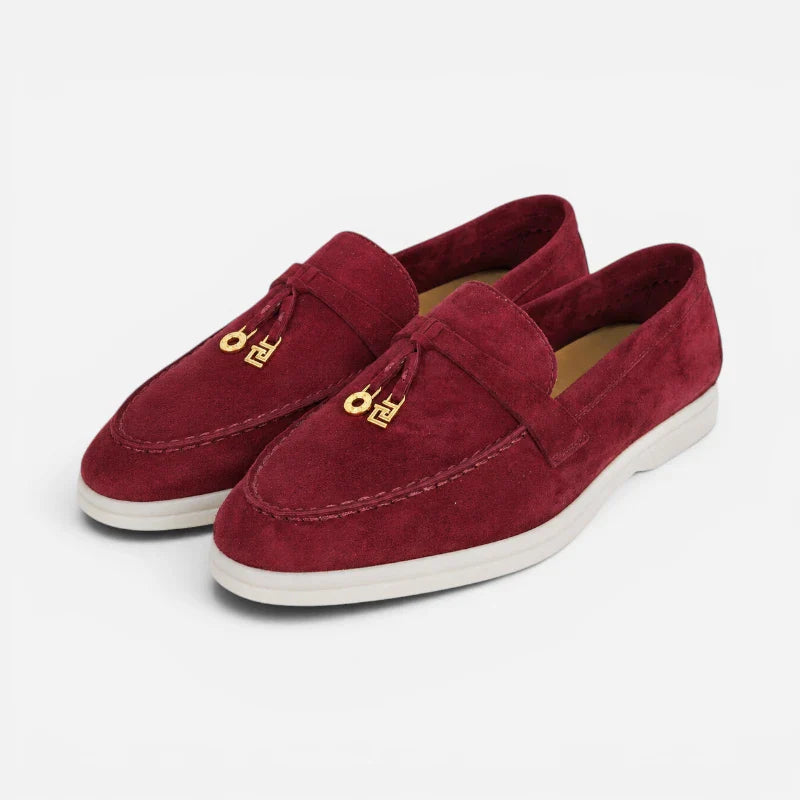 Mocassin Daim Bordeaux Luxe Glands Dorés
