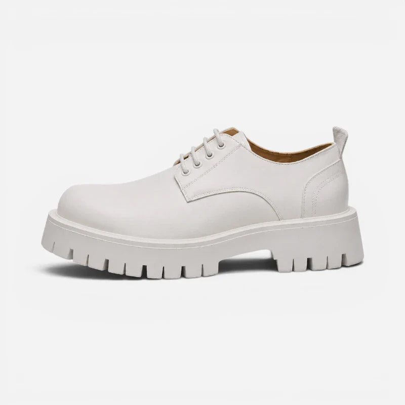 Mocassin Derby Plateforme Blanc À Lacets