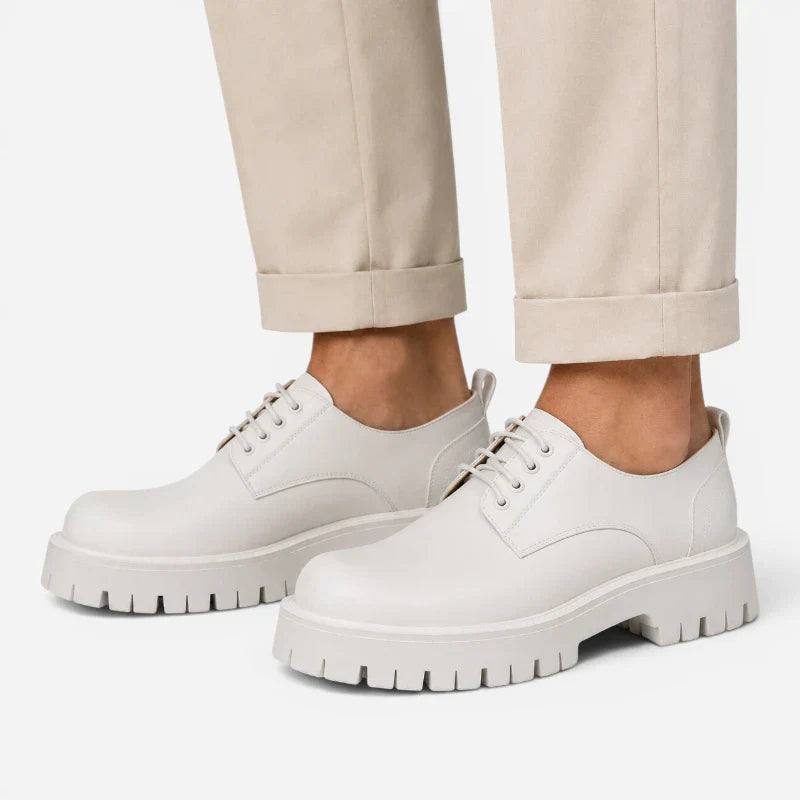 Mocassin Derby Plateforme Blanc À Lacets