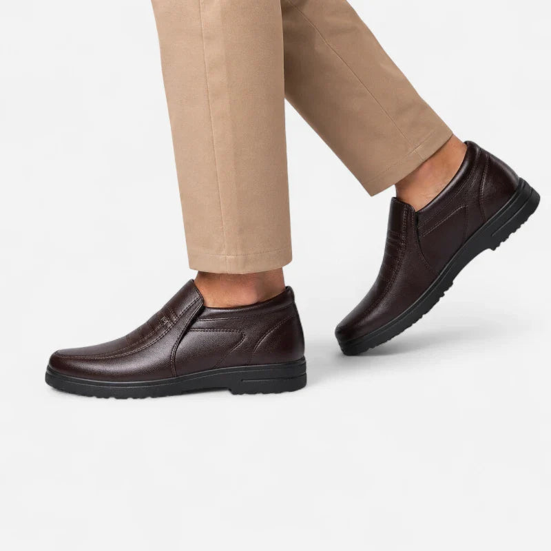 Mocassin Montant En Cuir Marron Avec Surpiqure Pour Homme