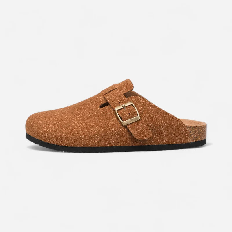 Chausson Mocassin Mule Ouvert À L'arrière Unisexe Marron