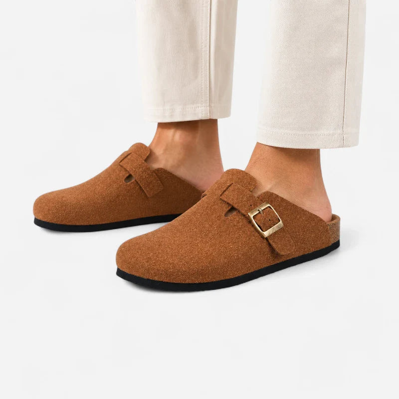 Chausson Mocassin Mule Ouvert À L'arrière Unisexe Marron