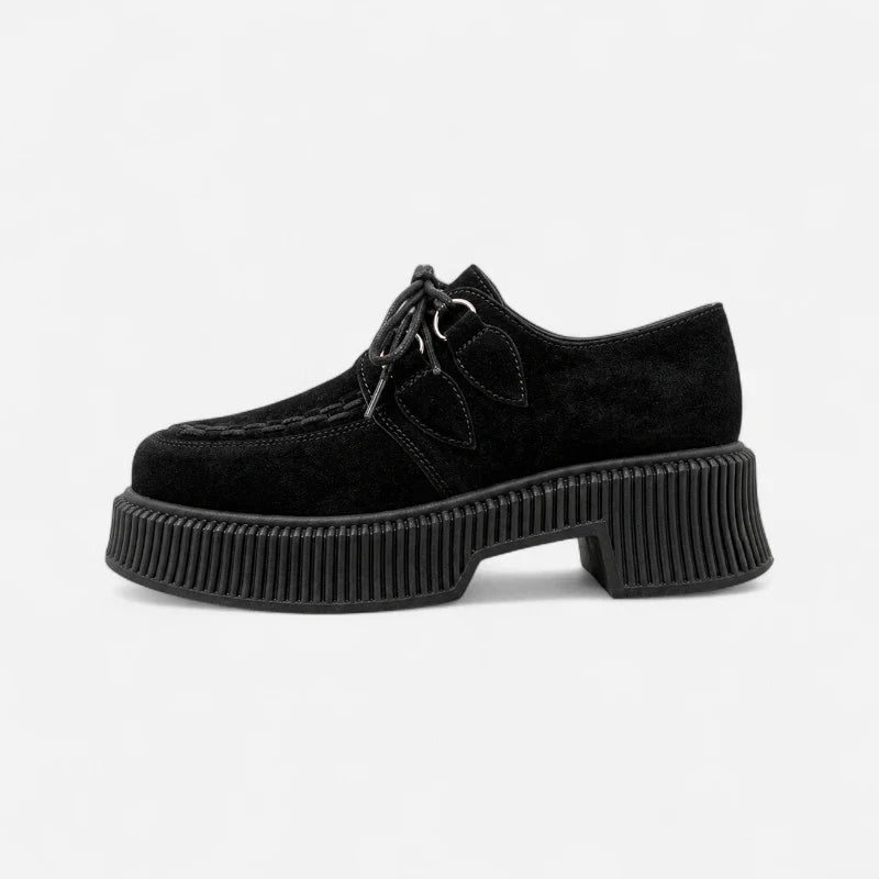 Mocassin Noir Plateforme Femme