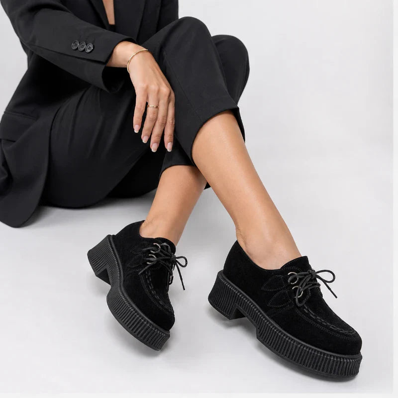 Mocassin Noir Plateforme Femme