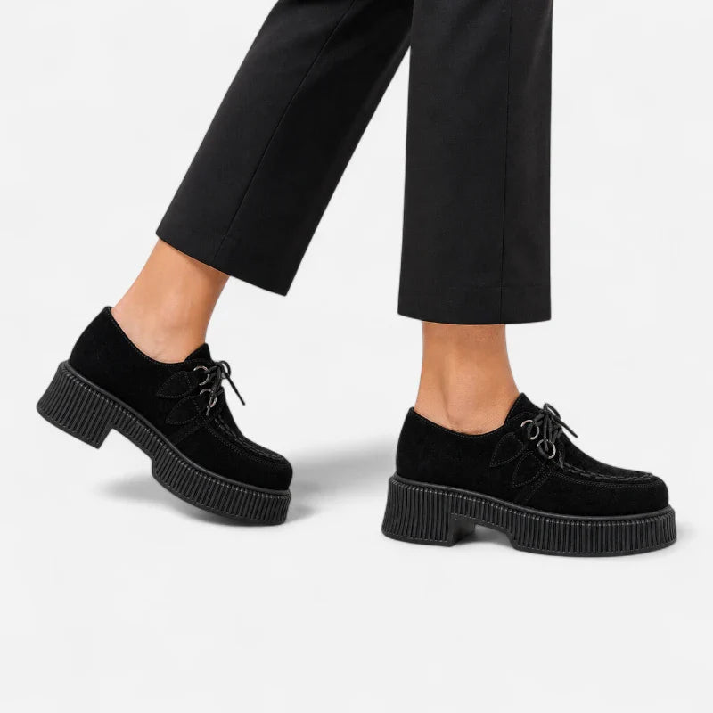Mocassin Noir Plateforme Femme
