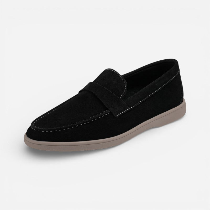 Mocassin En Daim Noir Pour Femme