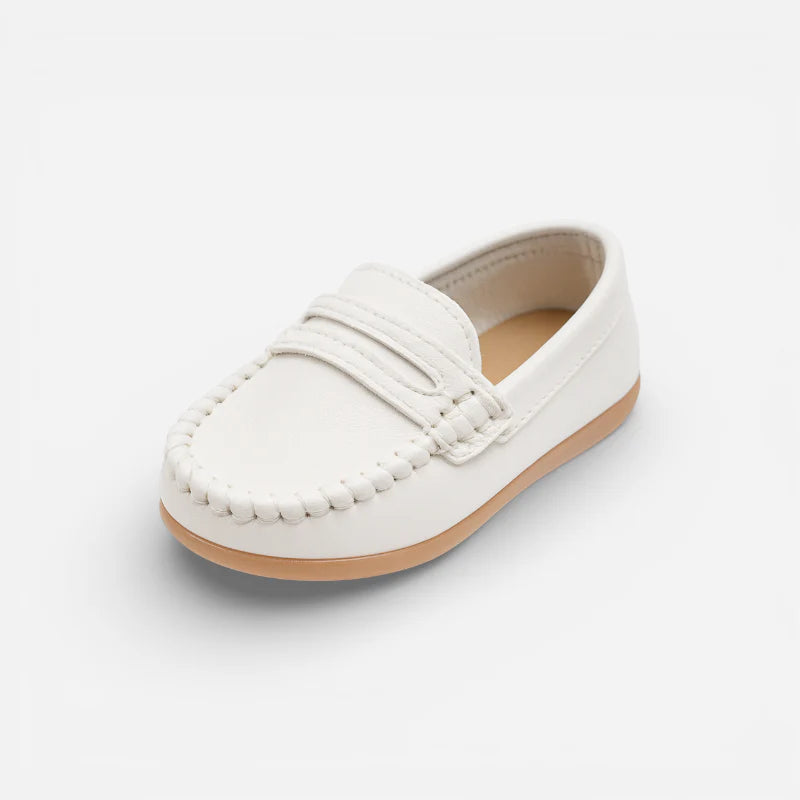 Mocassin Enfant Cuir Blanc