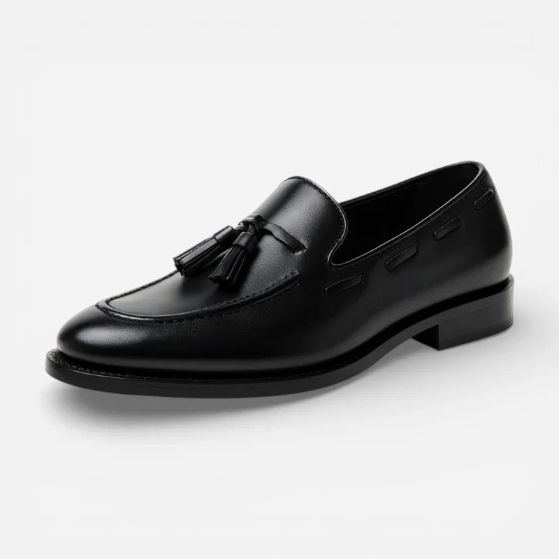 Mocassin Cuir Noir Vernis à Gland Pour Homme