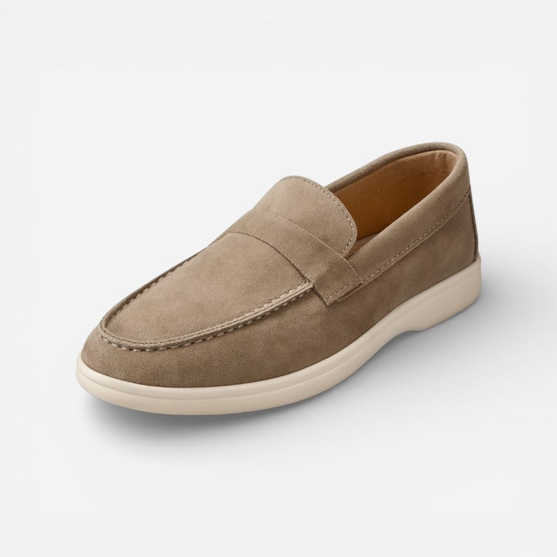 Mocassin En Daim Kaki Pour Femme