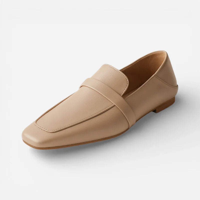 Mocassin Cuir Marron Bout Carré Femme