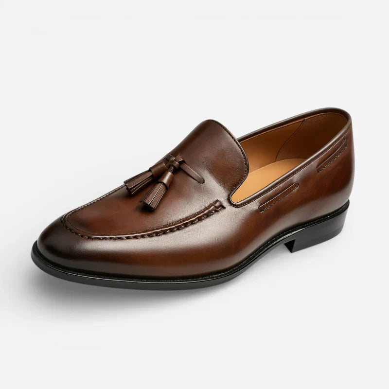 Mocassin Cuir Marron Vernis à Gland Homme