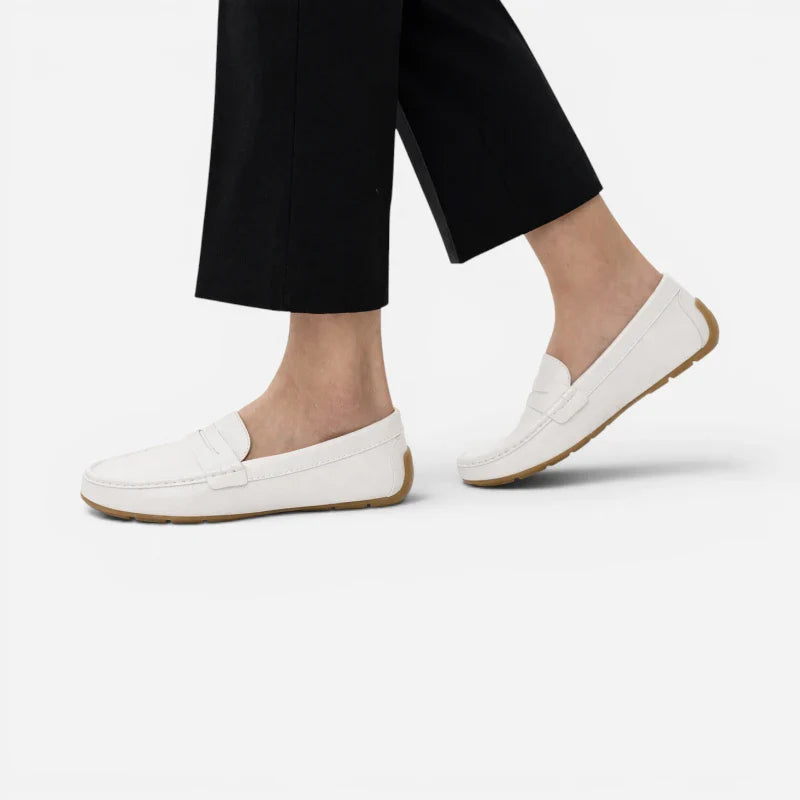 Mocassin Cuir Mat Blanc Femme