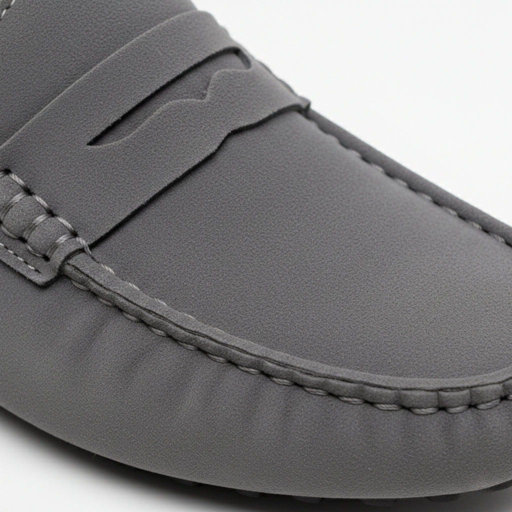 Mocassin Bateau En Daim Gris Foncé Pour Homme