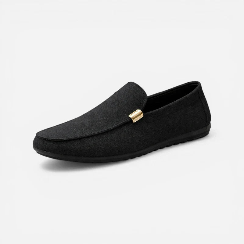 Mocassin En Tissu Noir Décontracté Casual Chic Pour Homme