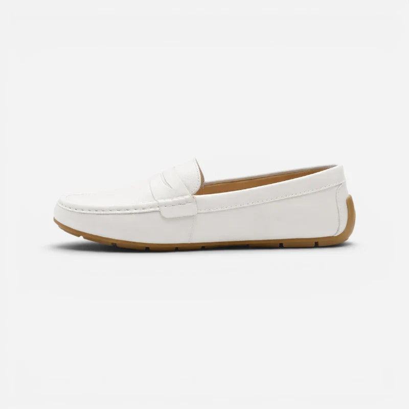 Mocassin Cuir Mat Blanc Femme