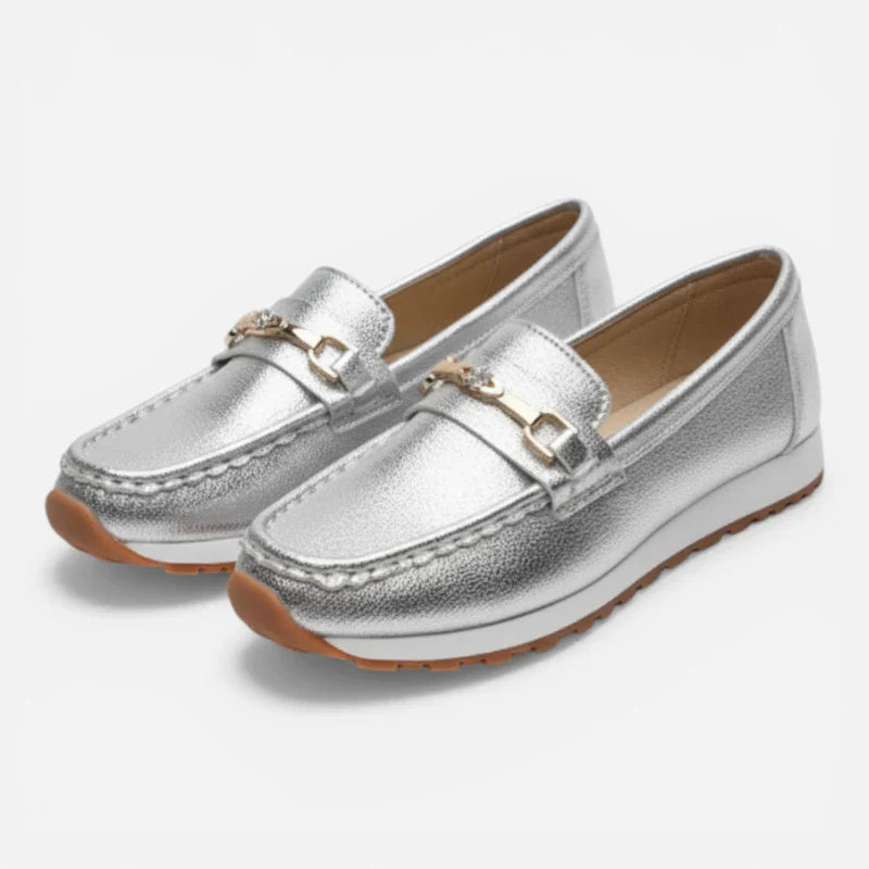 Mocassin Argenté Femme