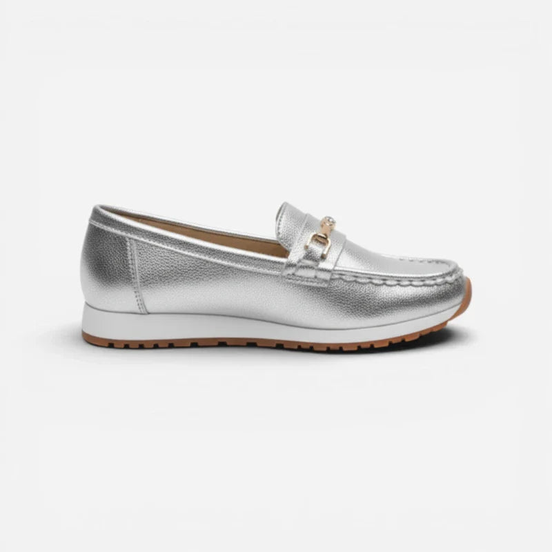 Mocassin Argenté Femme