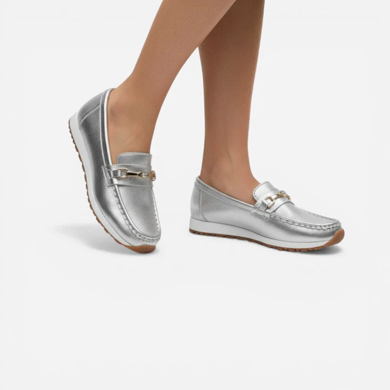 Mocassin Argenté Femme