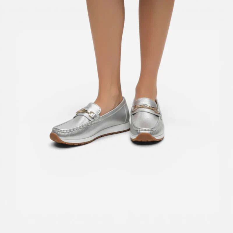 Mocassin Argenté Femme