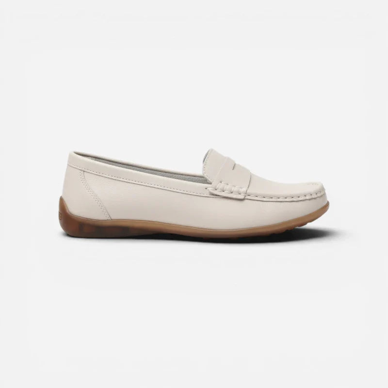 Mocassin En Daim Beige Vintage Pour Femme