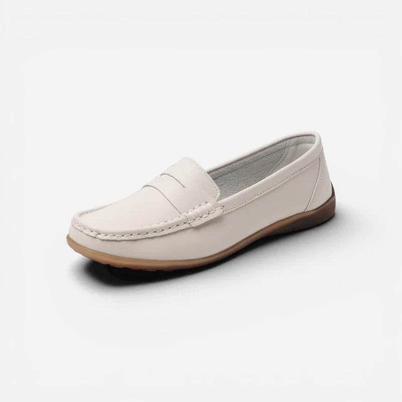 Mocassin En Daim Beige Vintage Pour Femme