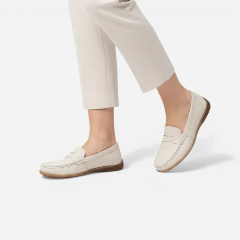 Mocassin En Daim Beige Vintage Pour Femme