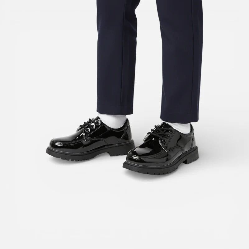 Mocassin Compensé Noir Vernis Pour Garçon