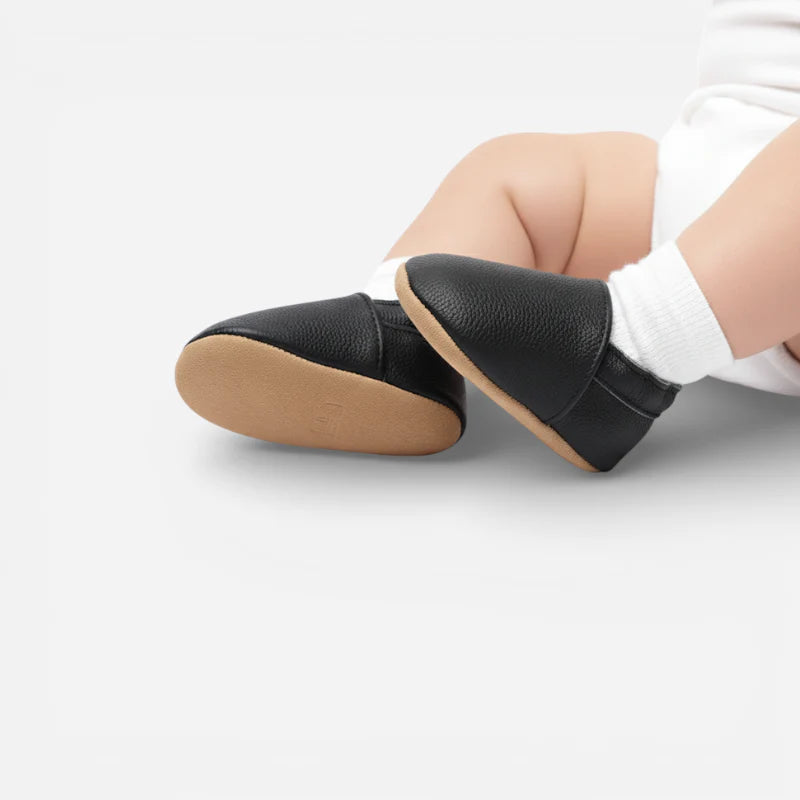 Mocassin Cuir Noir Bébé
