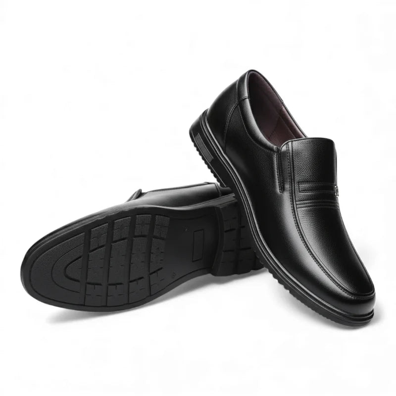 Mocassin Homme Cuir Noir Avec Brochure