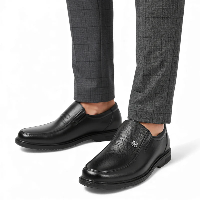 Mocassin Homme Cuir Noir Avec Brochure