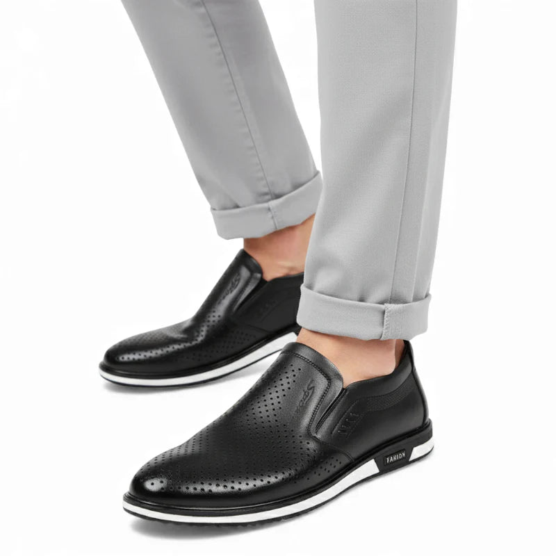 Mocassin Cuir Noir Respirant Homme
