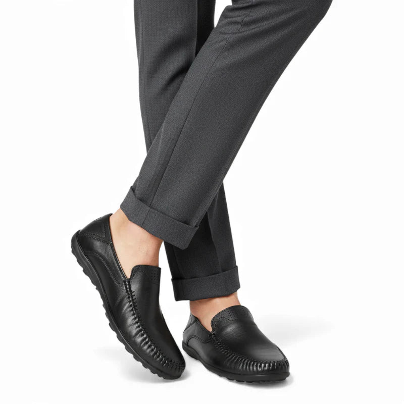 Mocassin En Cuir Noir Vernis Pour Homme Vintage