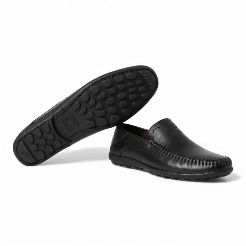 Mocassin En Cuir Noir Vernis Pour Homme Vintage