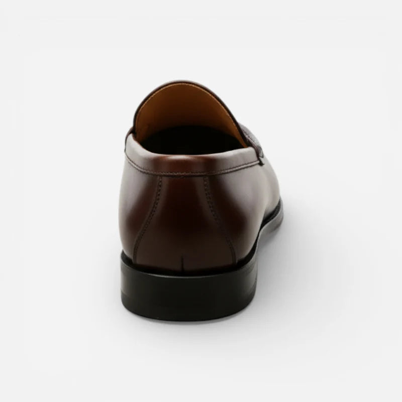 Mocassin Homme Cuir Marron Vernis à Talon