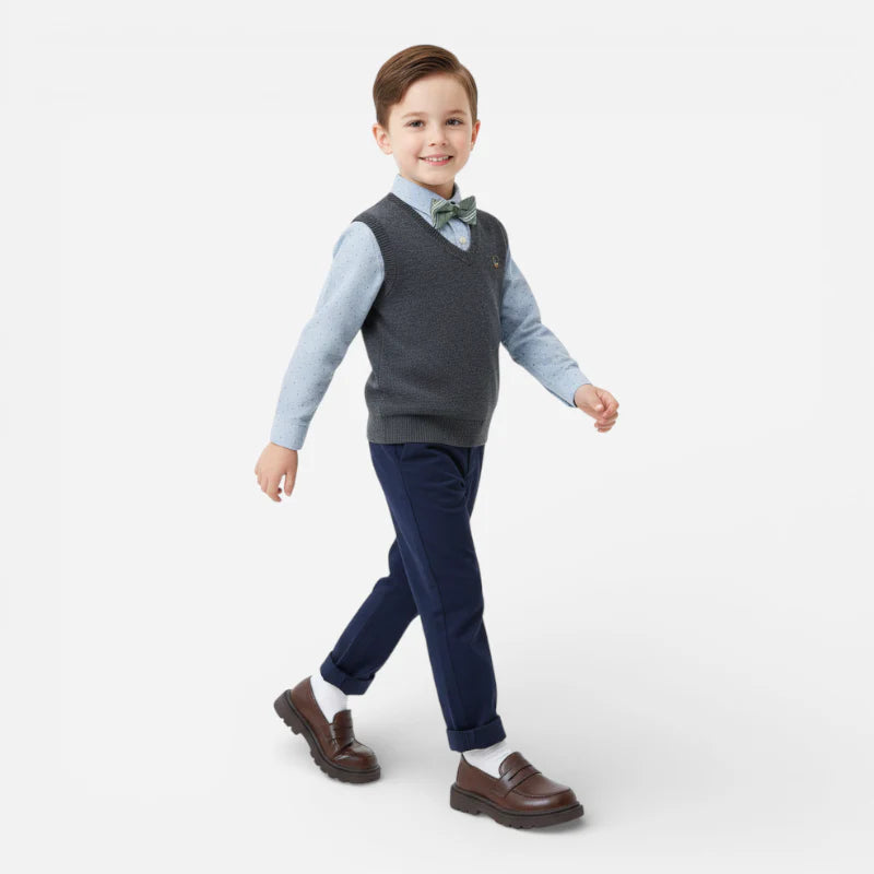 Mocassin Cuir Marron Foncé Garçon Talon
