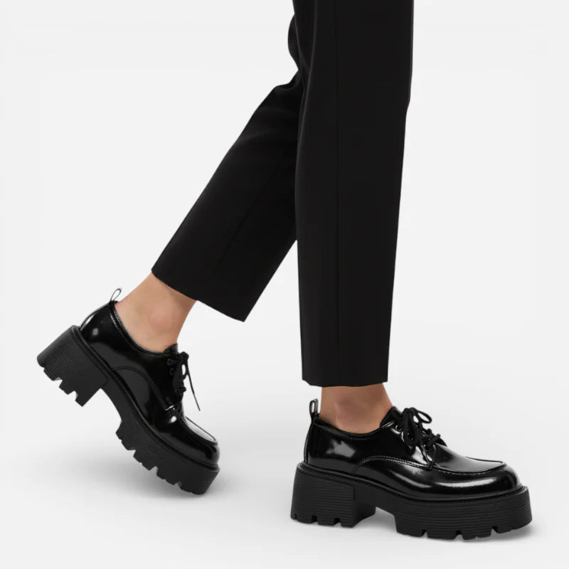 Mocassin Plateforme Cuir Vernis Femme