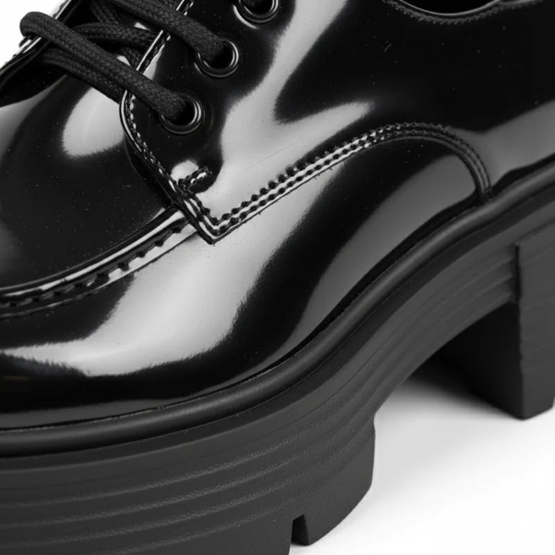 Mocassin Plateforme Cuir Vernis Femme